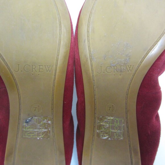 J. Crew Lottie 7.5M Warm Burgundy Maroon Suede Leather Flats Slip Ons - Picture 11 of 11